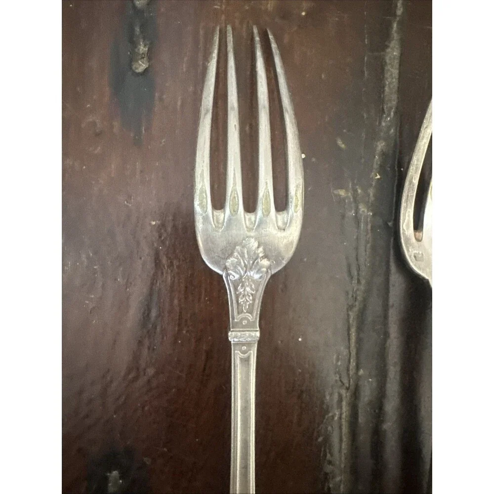 6 Antique Silverplate French Silverplate Dinner Forks Metal Blanc 84
